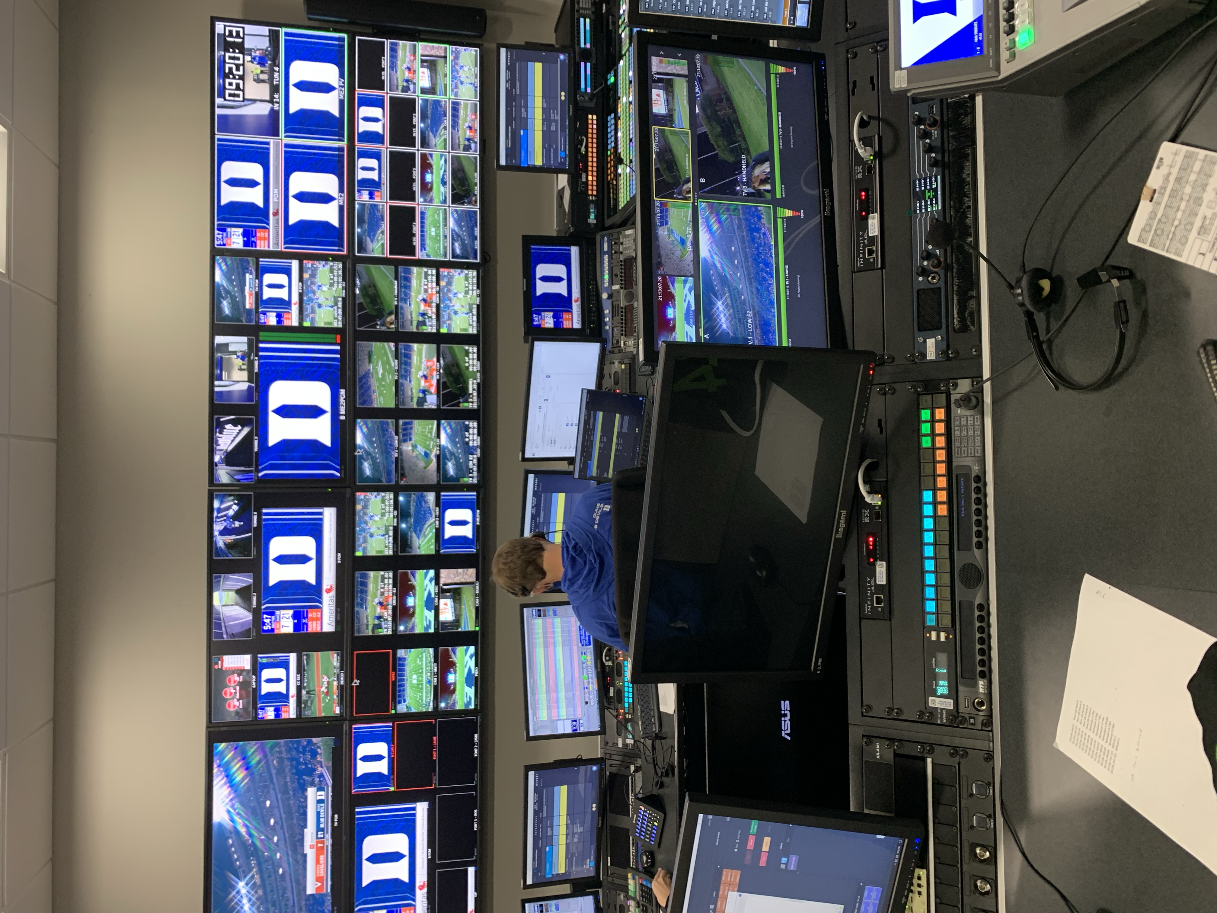 A picture of the control room in Wallace Wade Stadium.